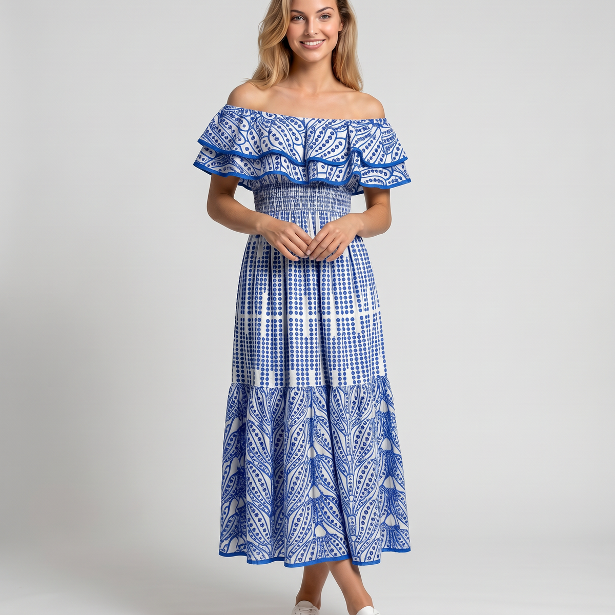 Azariah | Maxi Dress with Off-Shoulder Ruffle Bodice