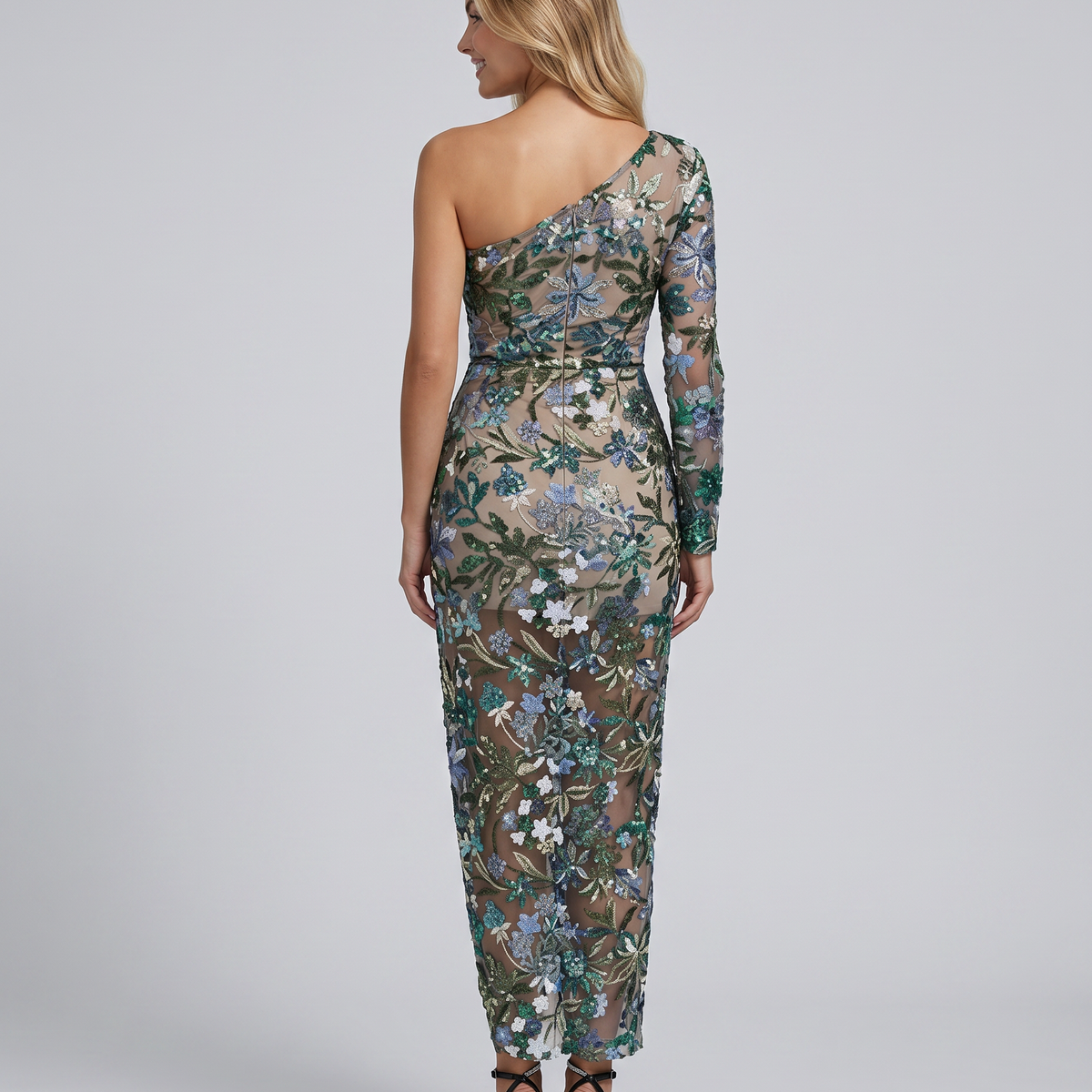 Kim | Maxi Dress with One-Shoulder Sequin Embroidery