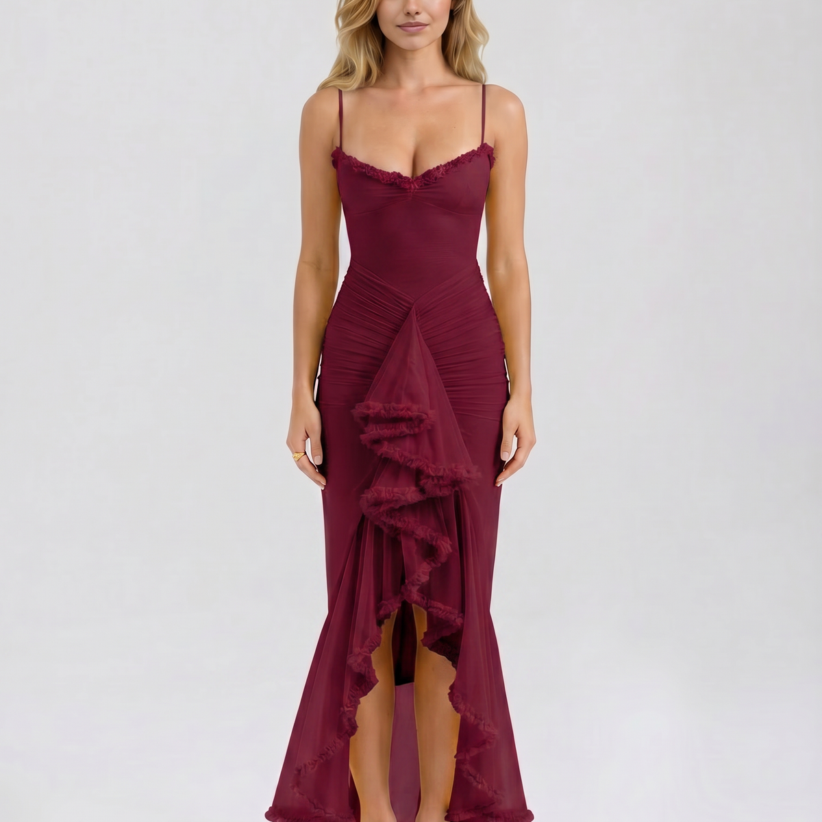 Leah | High-Low Dress with Ruffled Front
