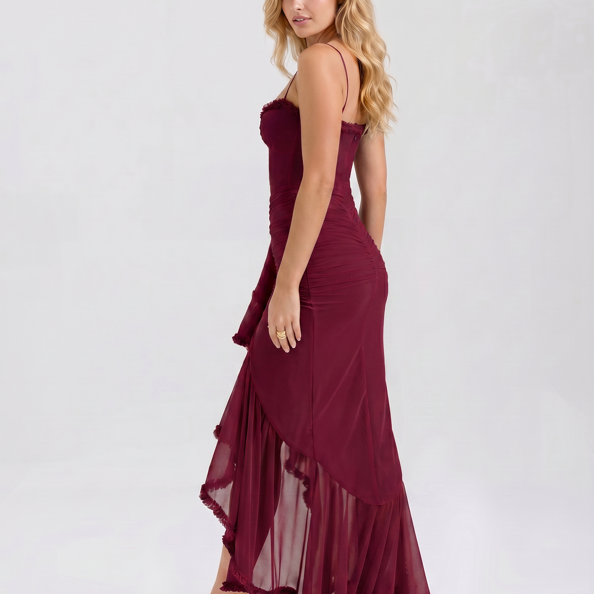 Leah | High-Low Dress with Ruffled Front