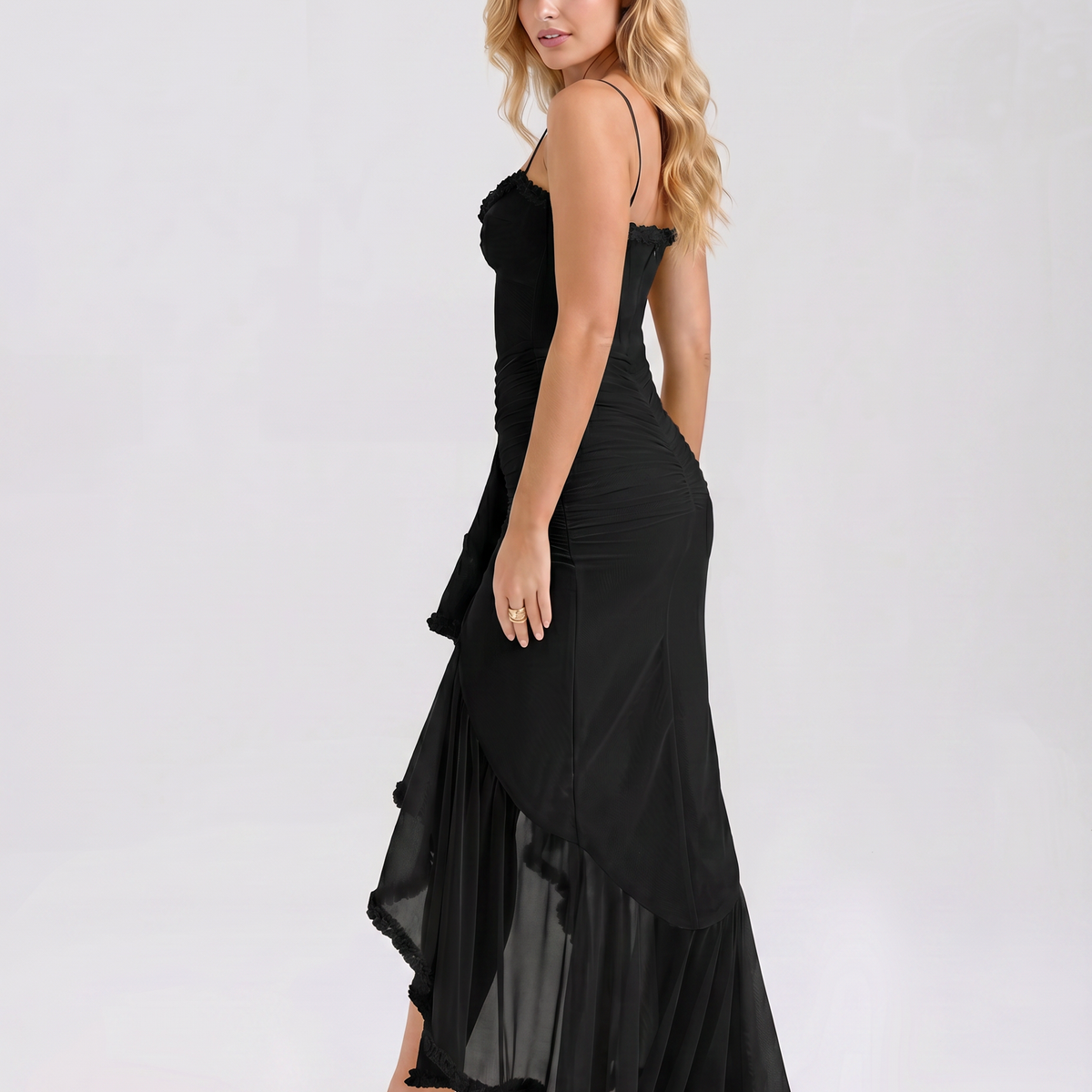 Leah | High-Low Dress with Ruffled Front