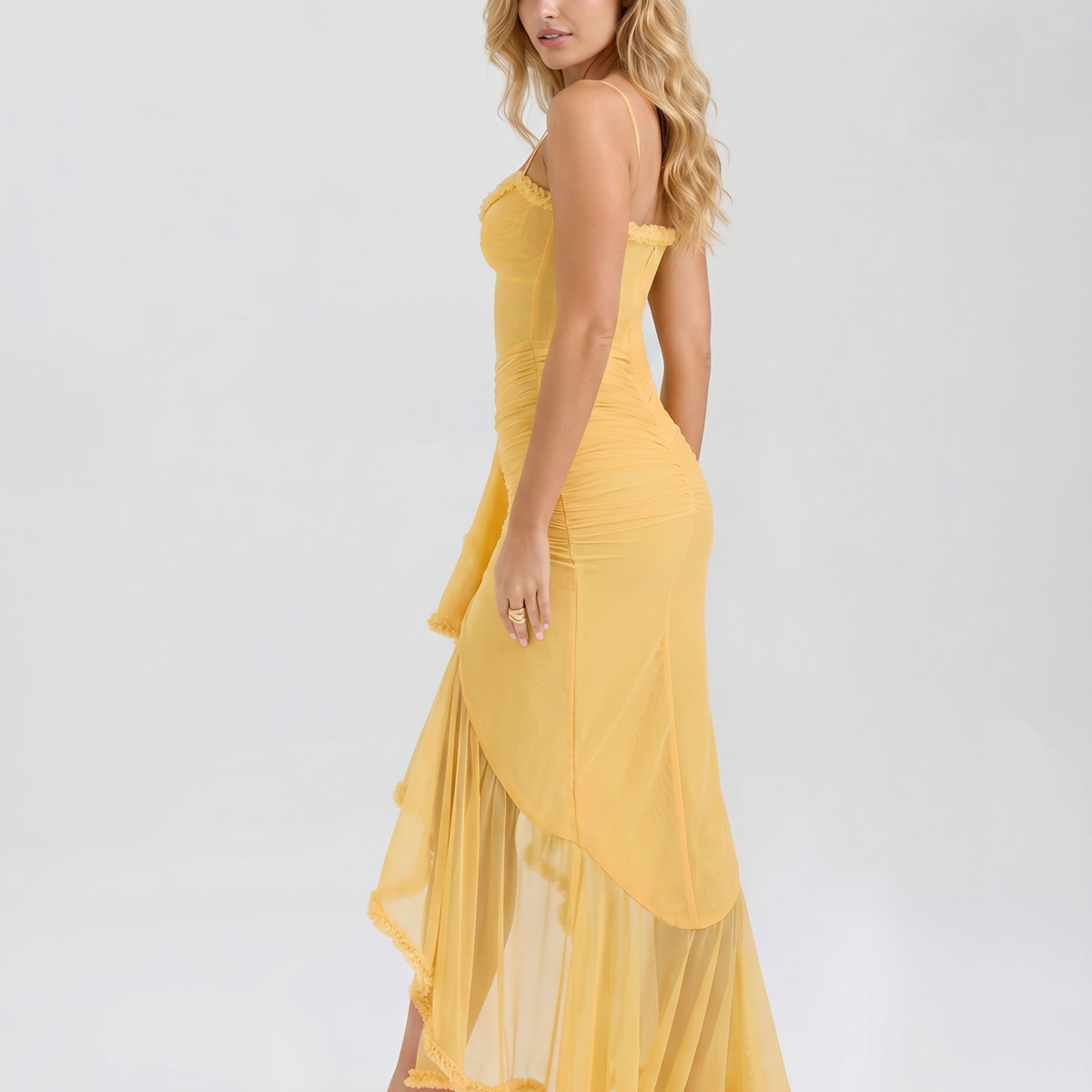 Leah | High-Low Dress with Ruffled Front
