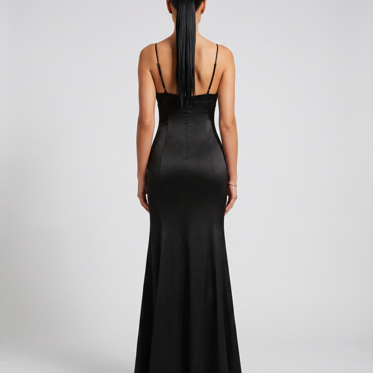 Eleanor | Satin Gown with Bow Detail and High Split