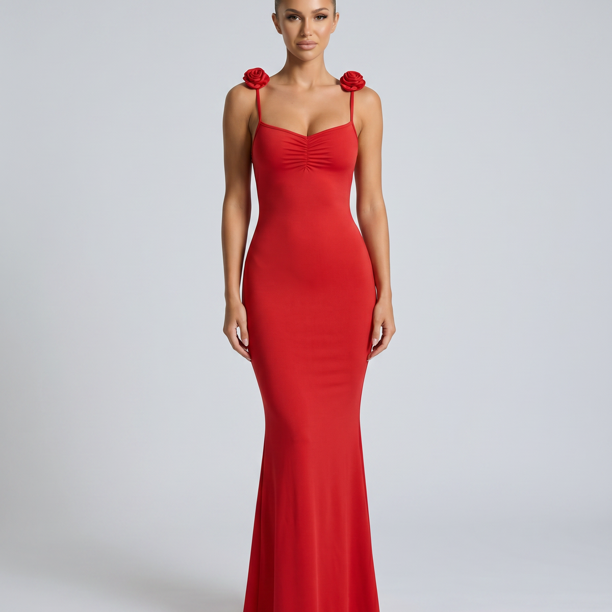 Elenora | Maxi Dress with Low Back and Floral Strap Detail