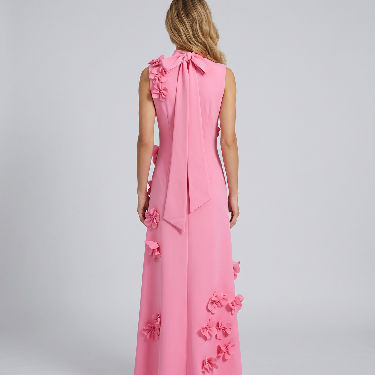 Shelia | Maxi Dress with Floral Appliqué and High Neck
