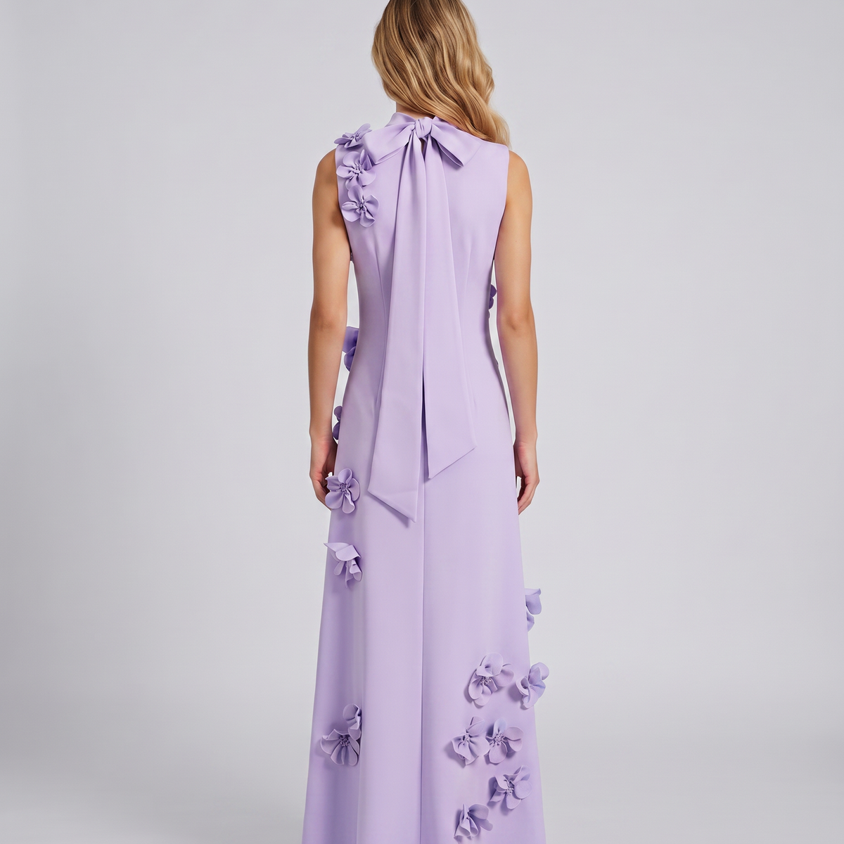 Shelia | Maxi Dress with Floral Appliqué and High Neck