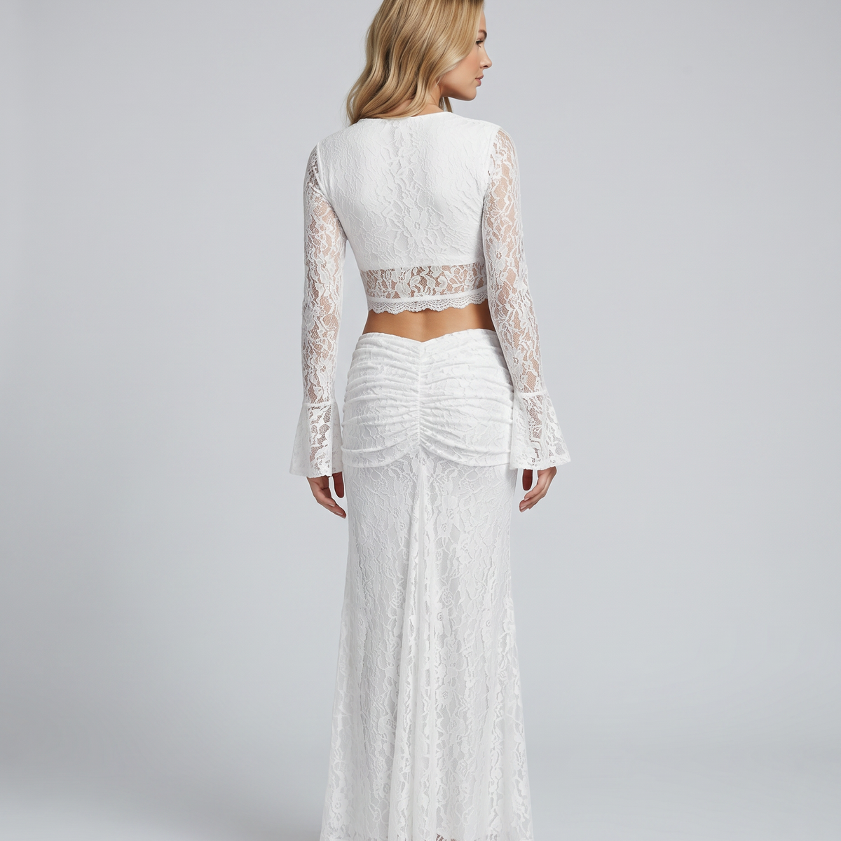 Beverly | Sheer Lace Top and Maxi Skirt Set