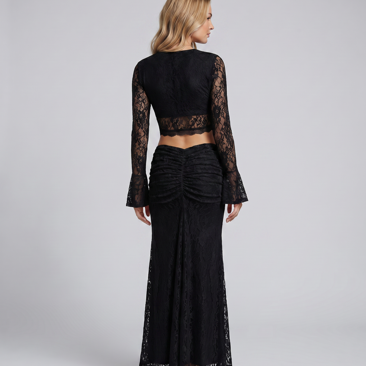 Beverly | Sheer Lace Top and Maxi Skirt Set