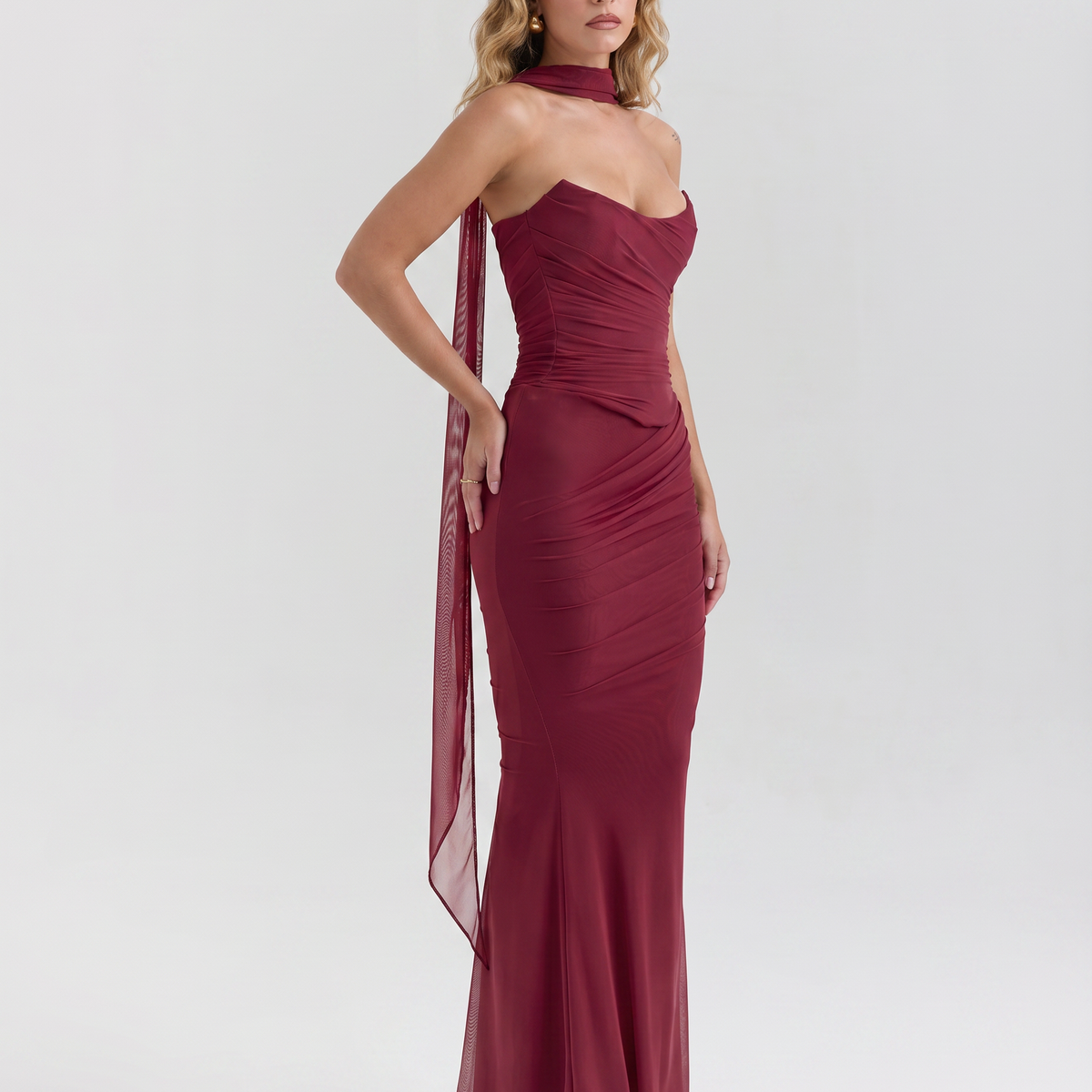 Velma | Maxi Dress with Neck Scarf Detail