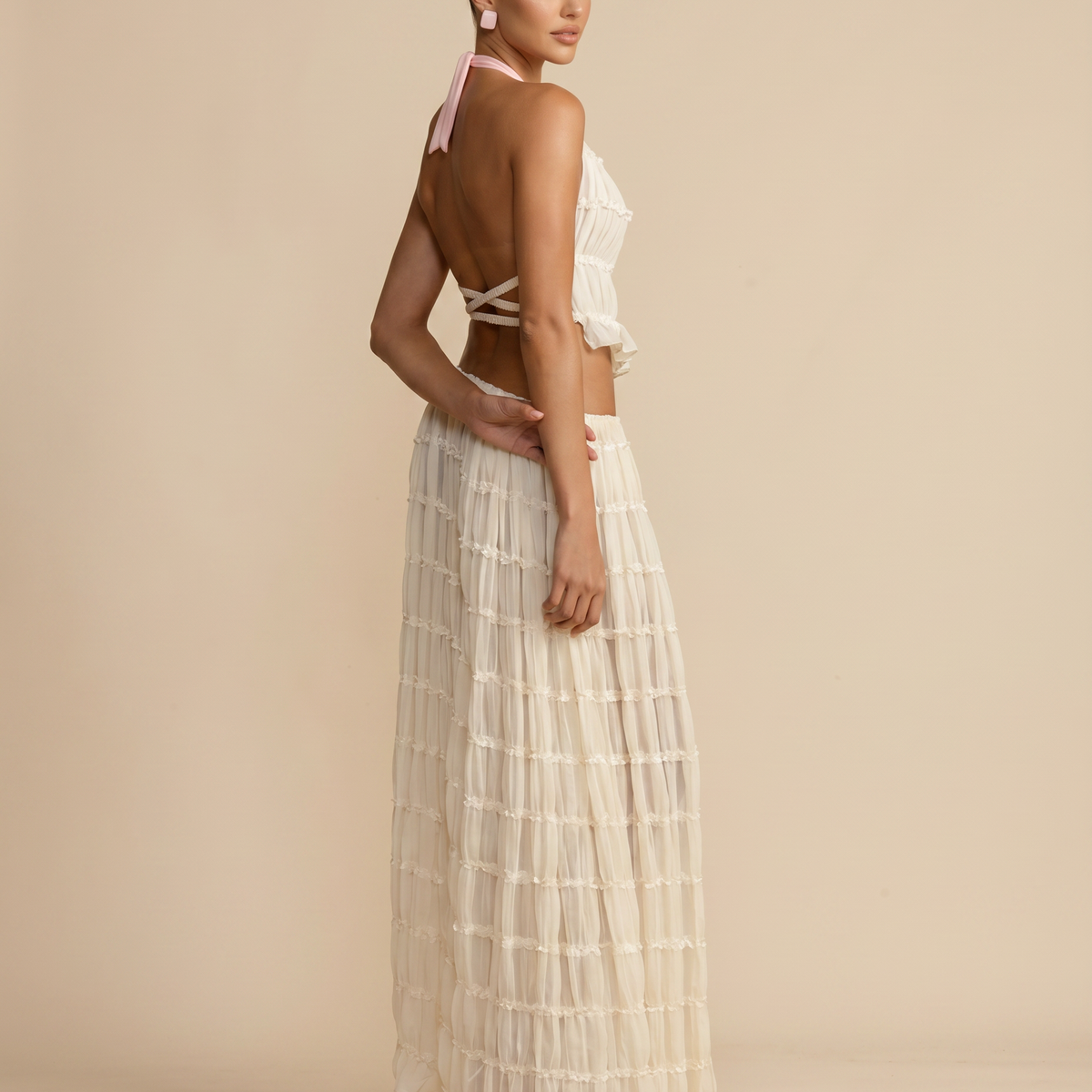 Bella | Halter Top and Pleated Maxi Skirt Set