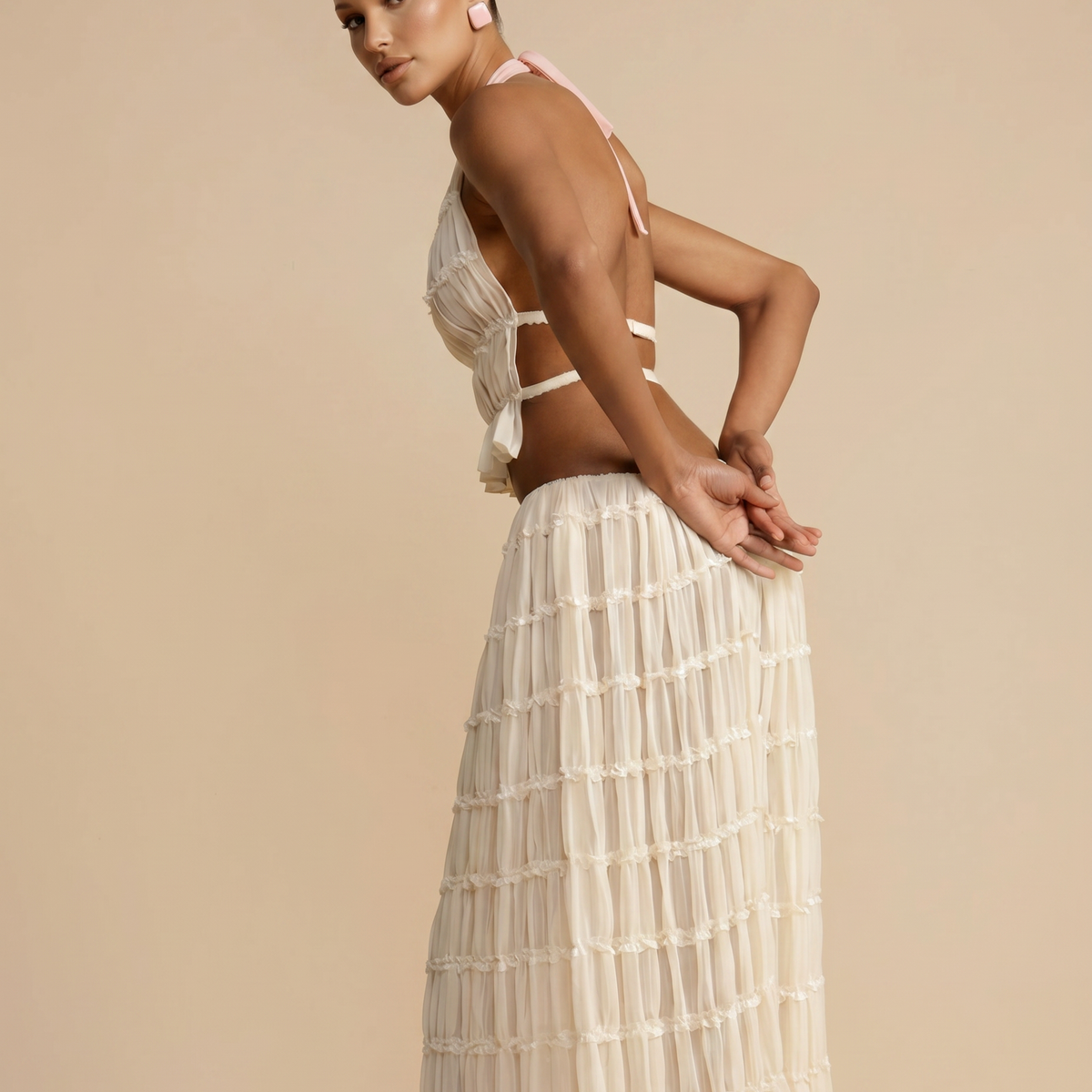 Bella | Halter Top and Pleated Maxi Skirt Set