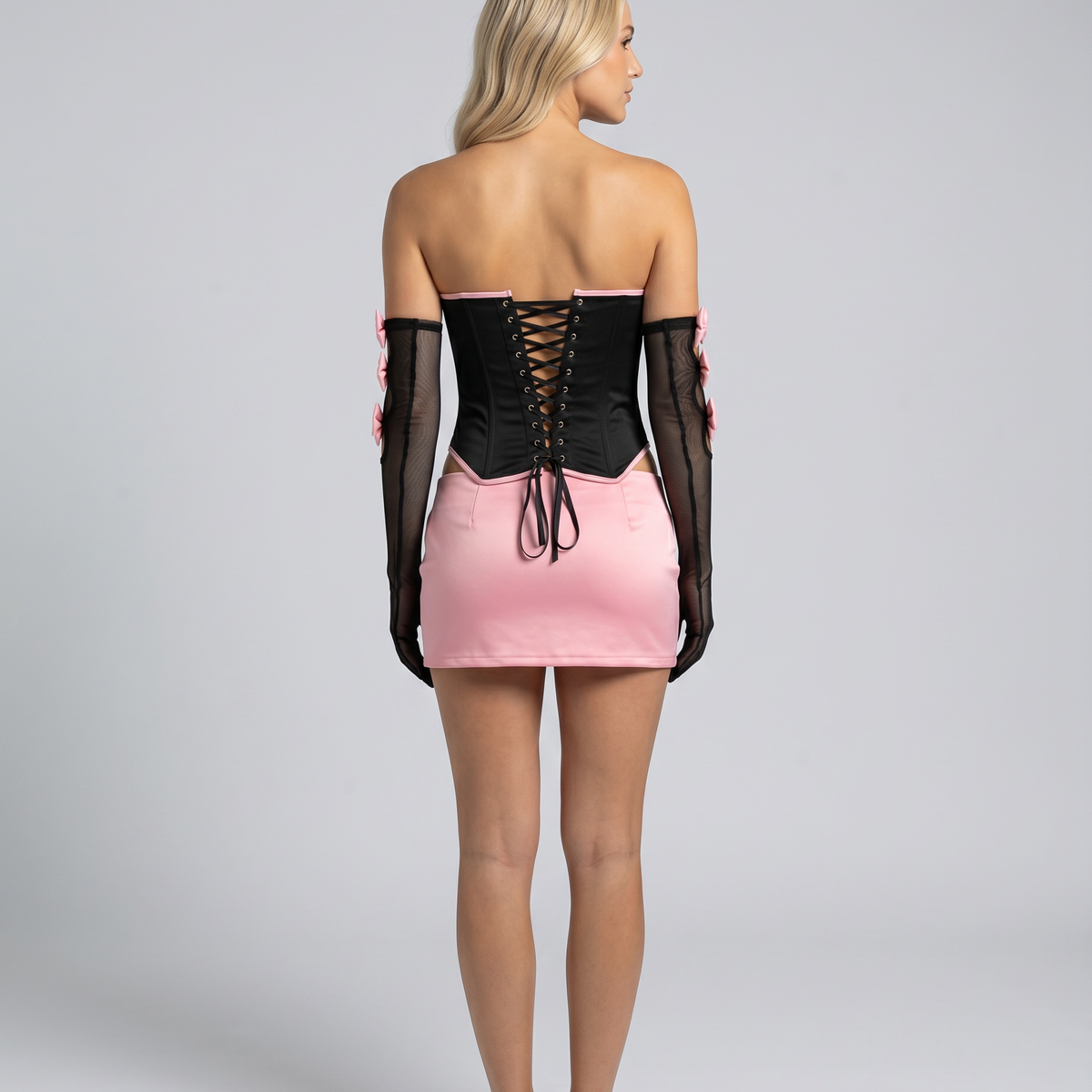 Aven | Corset Top and Mini Skirt Set with Bow Detail