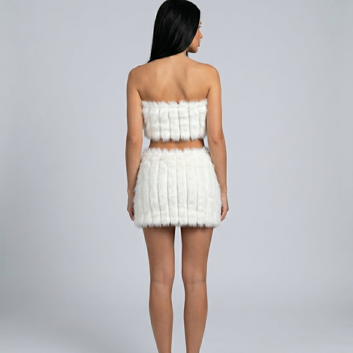 Noellea | Faux Fur Bandeau Top and Mini Skirt Set
