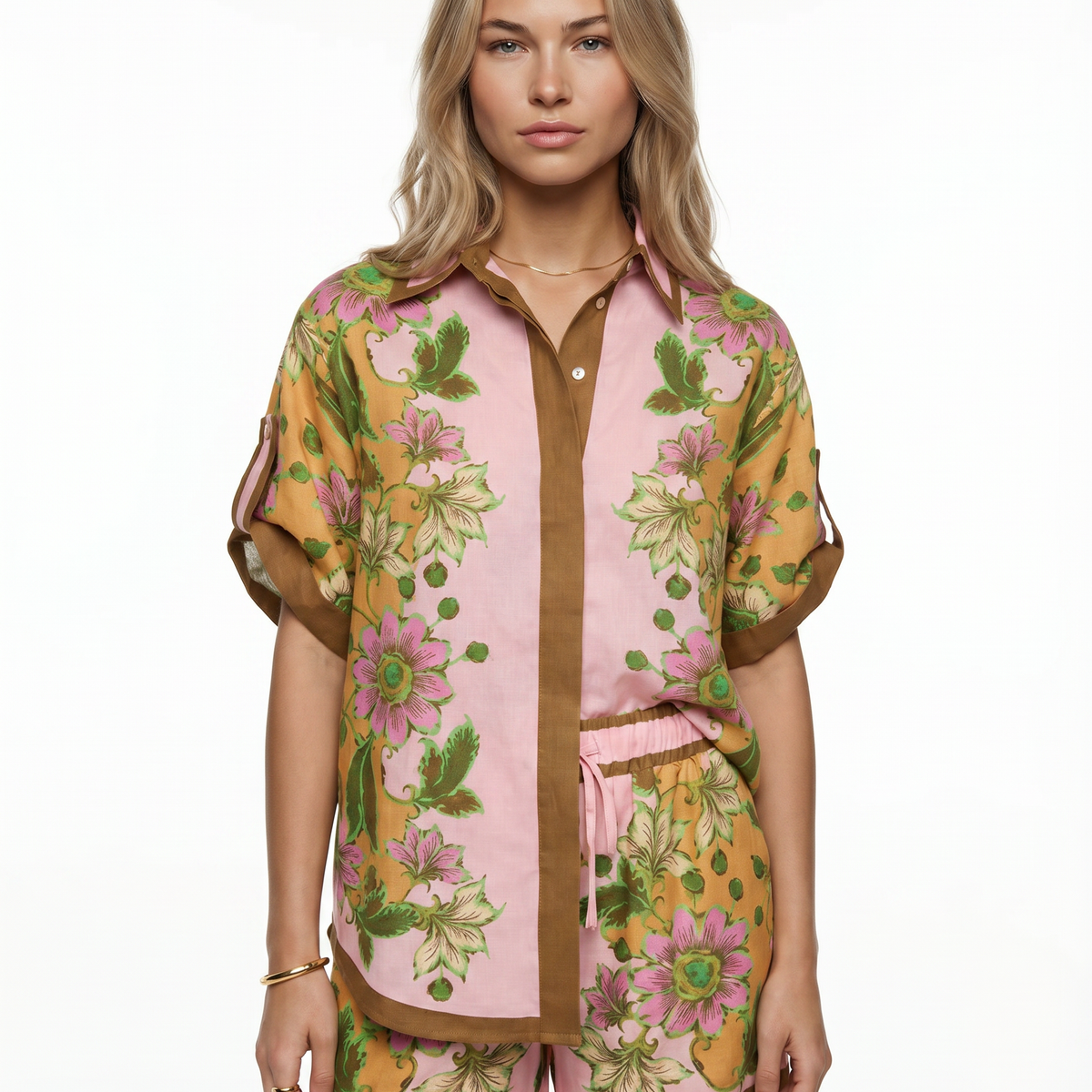 Gracie | Floral Shirt and Shorts Two-Piece Set