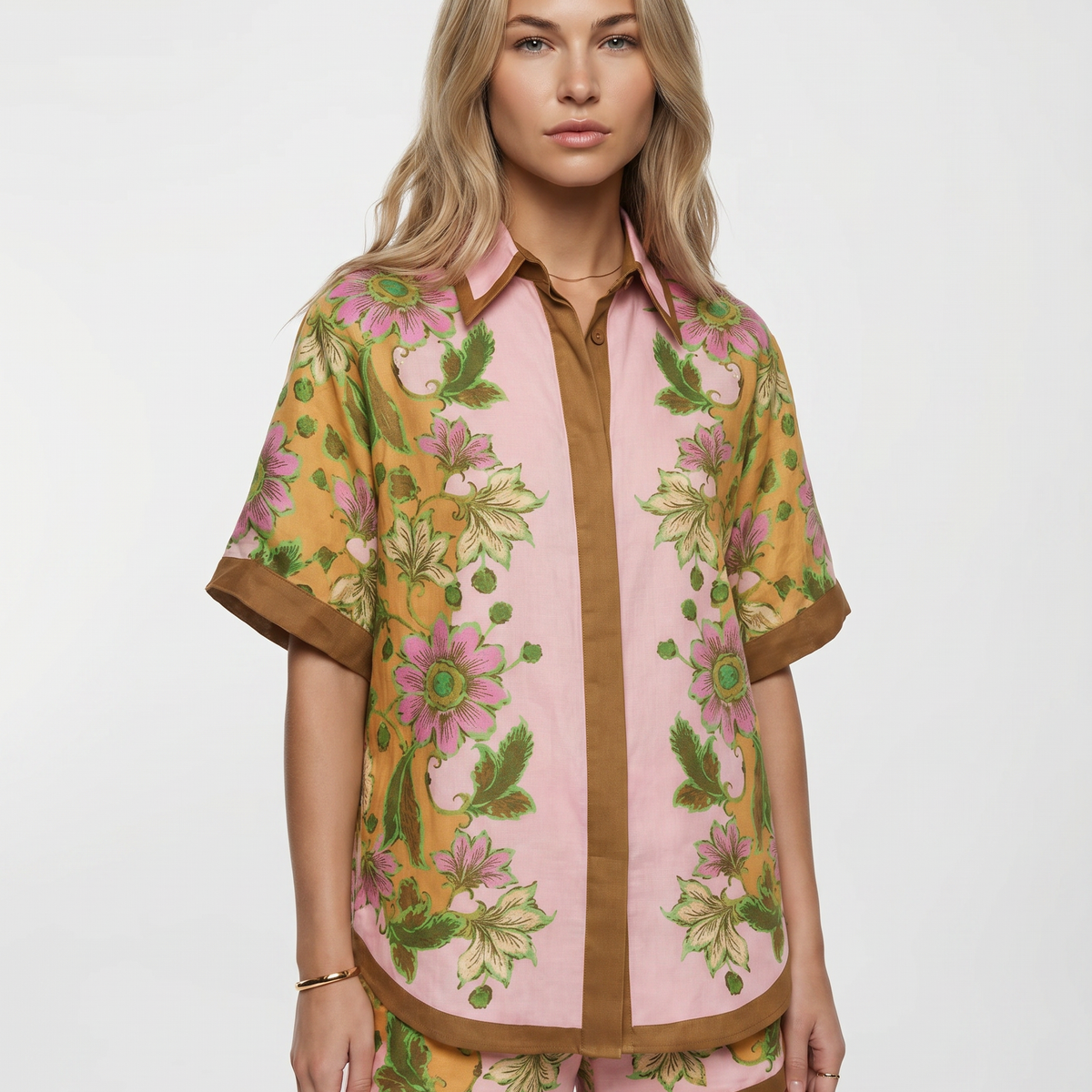 Gracie | Floral Shirt and Shorts Two-Piece Set