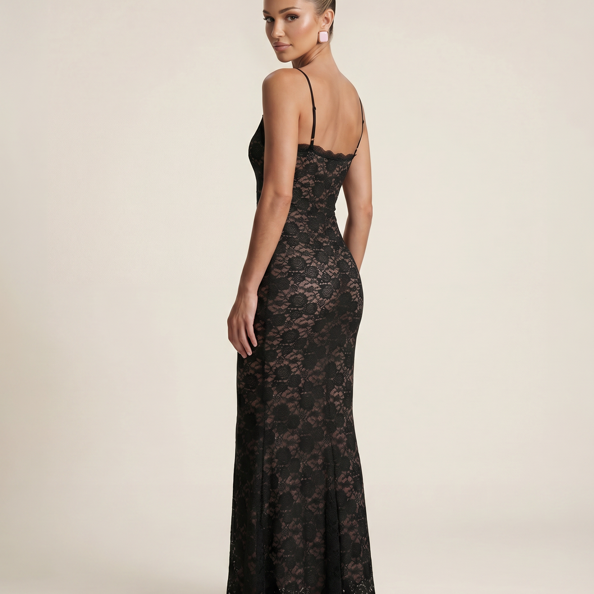 Ida | Lace Bodycon Maxi Dress with Spaghetti Straps