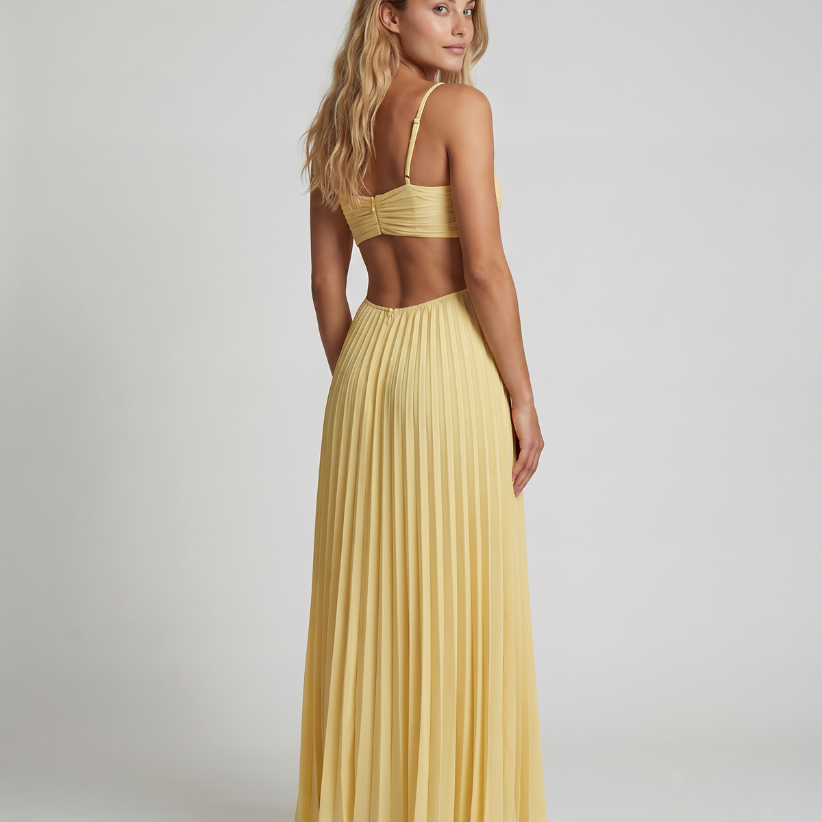 Helga | Pleated Maxi Dress with Cut-Out Waist