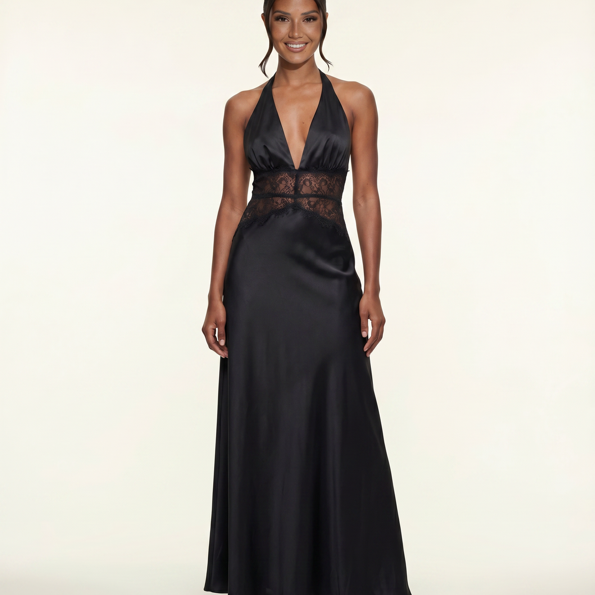 Lenora | Maxi Dress with Lace Waist and Open Back