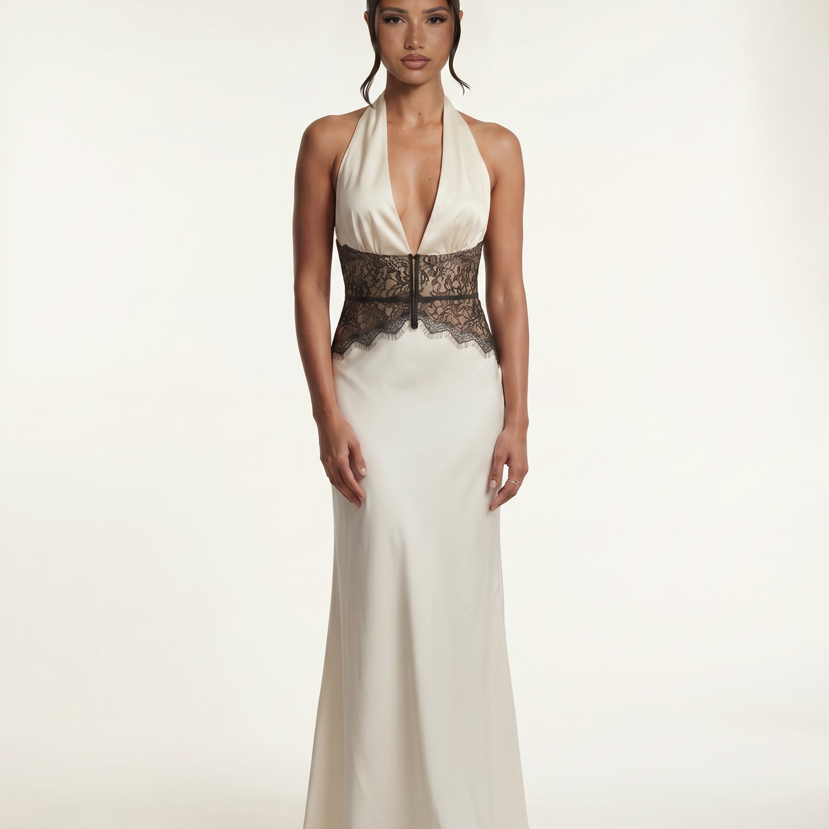 Lenora | Maxi Dress with Lace Waist and Open Back