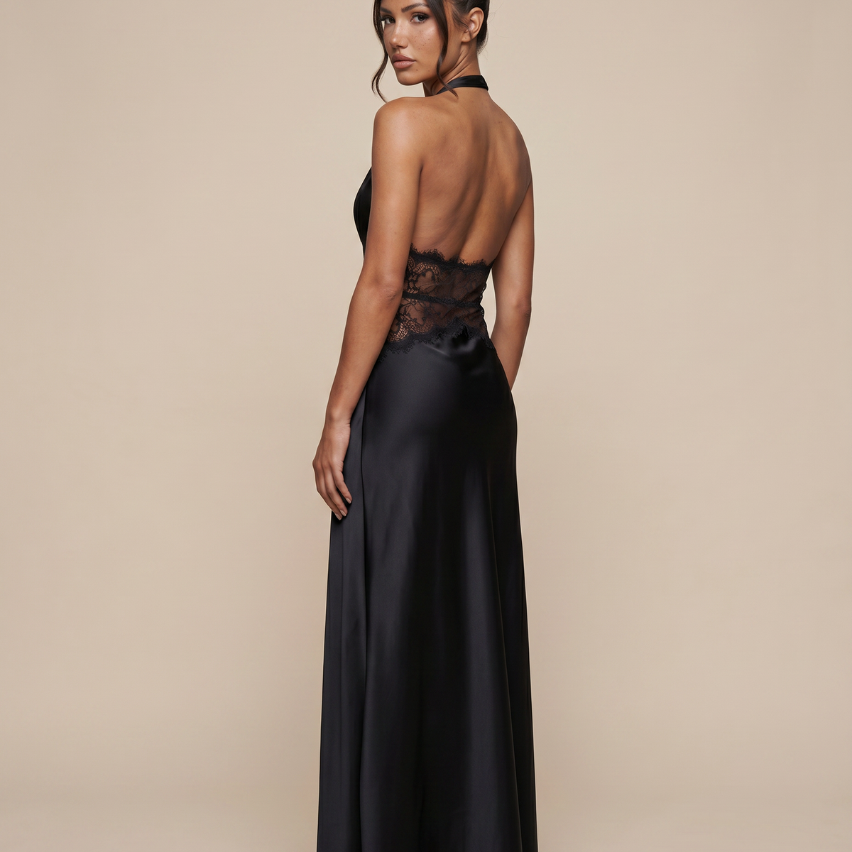 Lenora | Maxi Dress with Lace Waist and Open Back