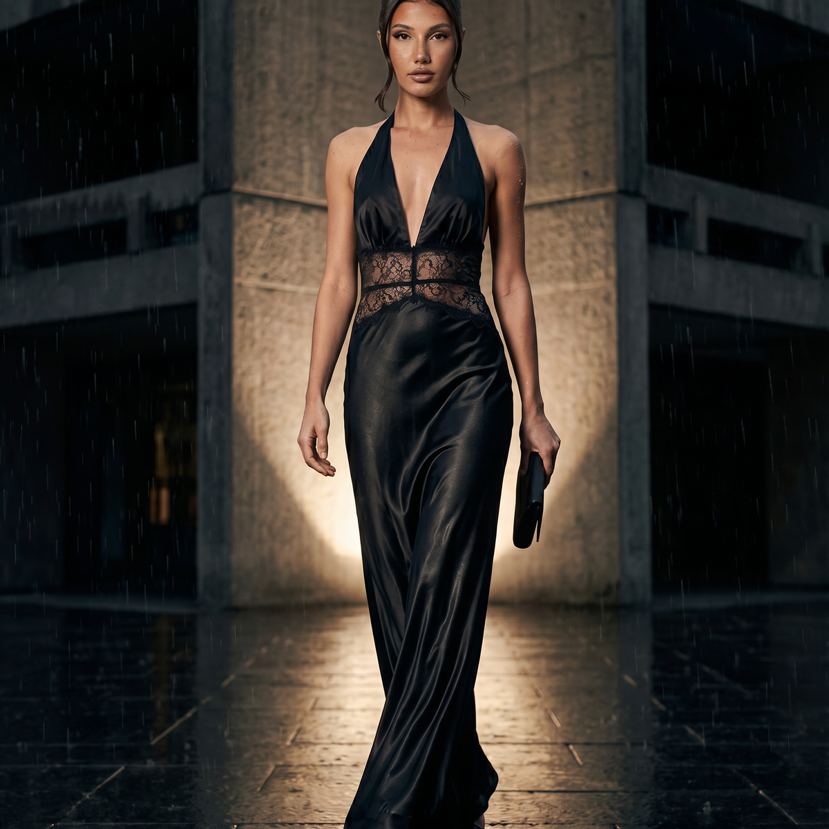 Lenora | Maxi Dress with Lace Waist and Open Back
