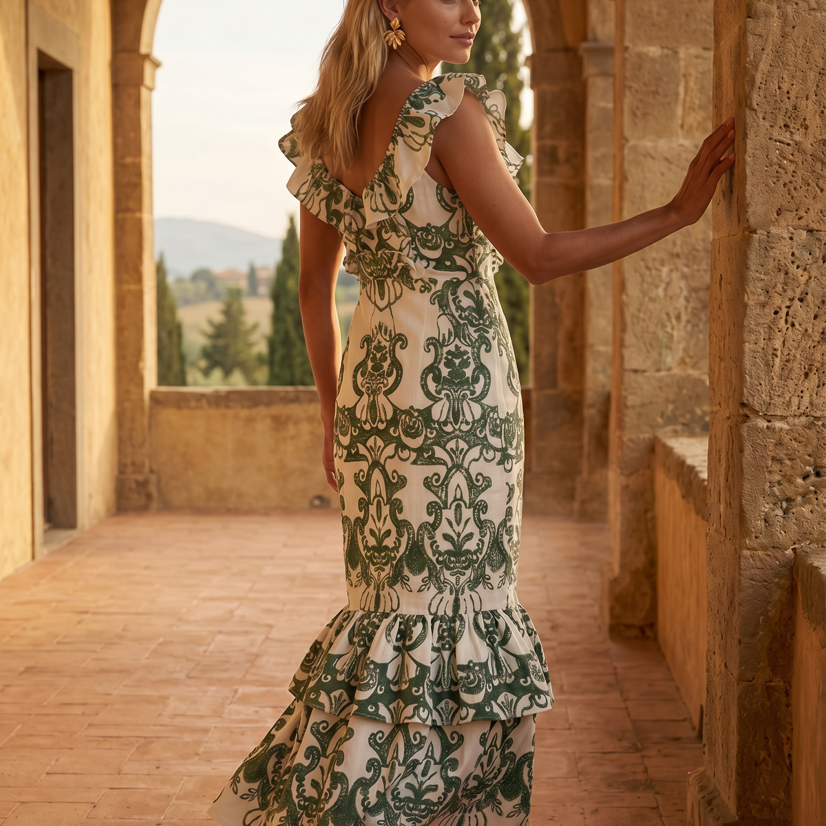 Jim | Maxi Dress with Ruffle Trim and Embroidered Detail