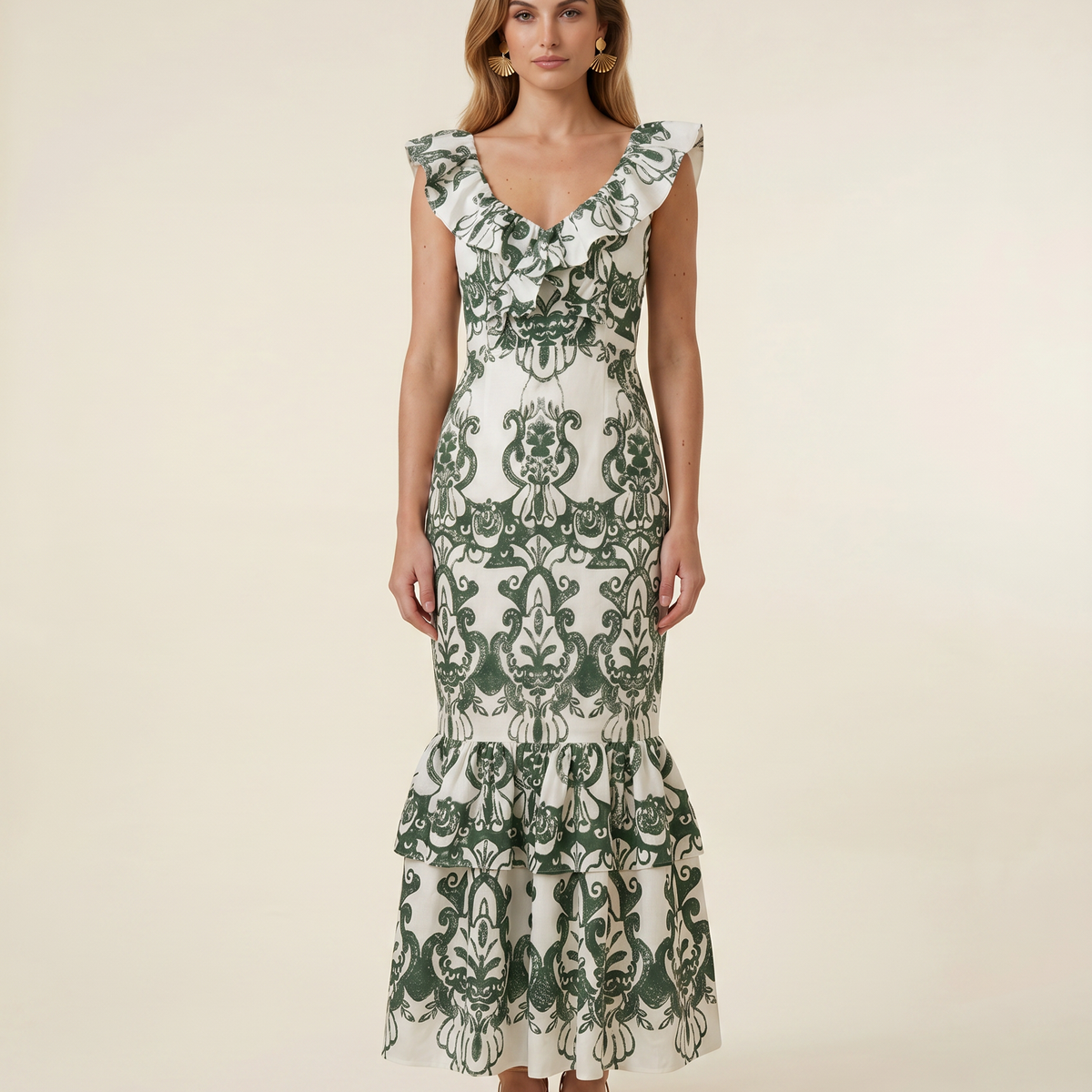 Jim | Maxi Dress with Ruffle Trim and Embroidered Detail