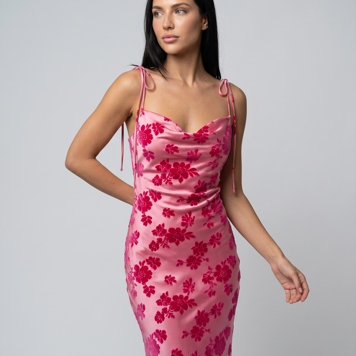 Kaelith | Floral Maxi Dress with Cowl Neck