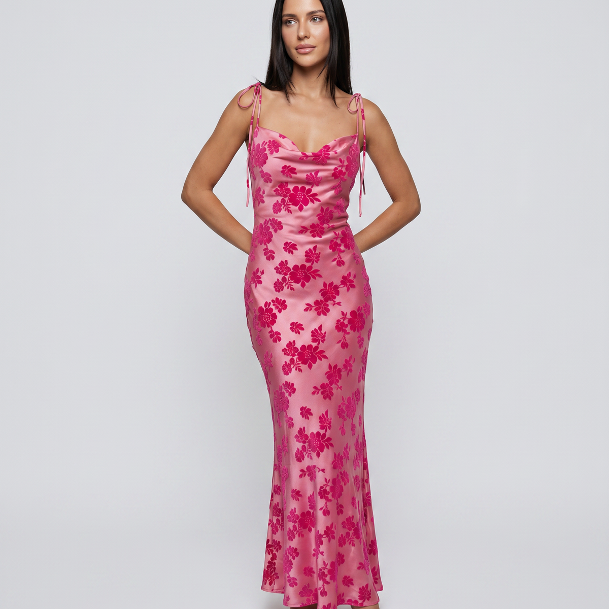 Kaelith | Floral Maxi Dress with Cowl Neck