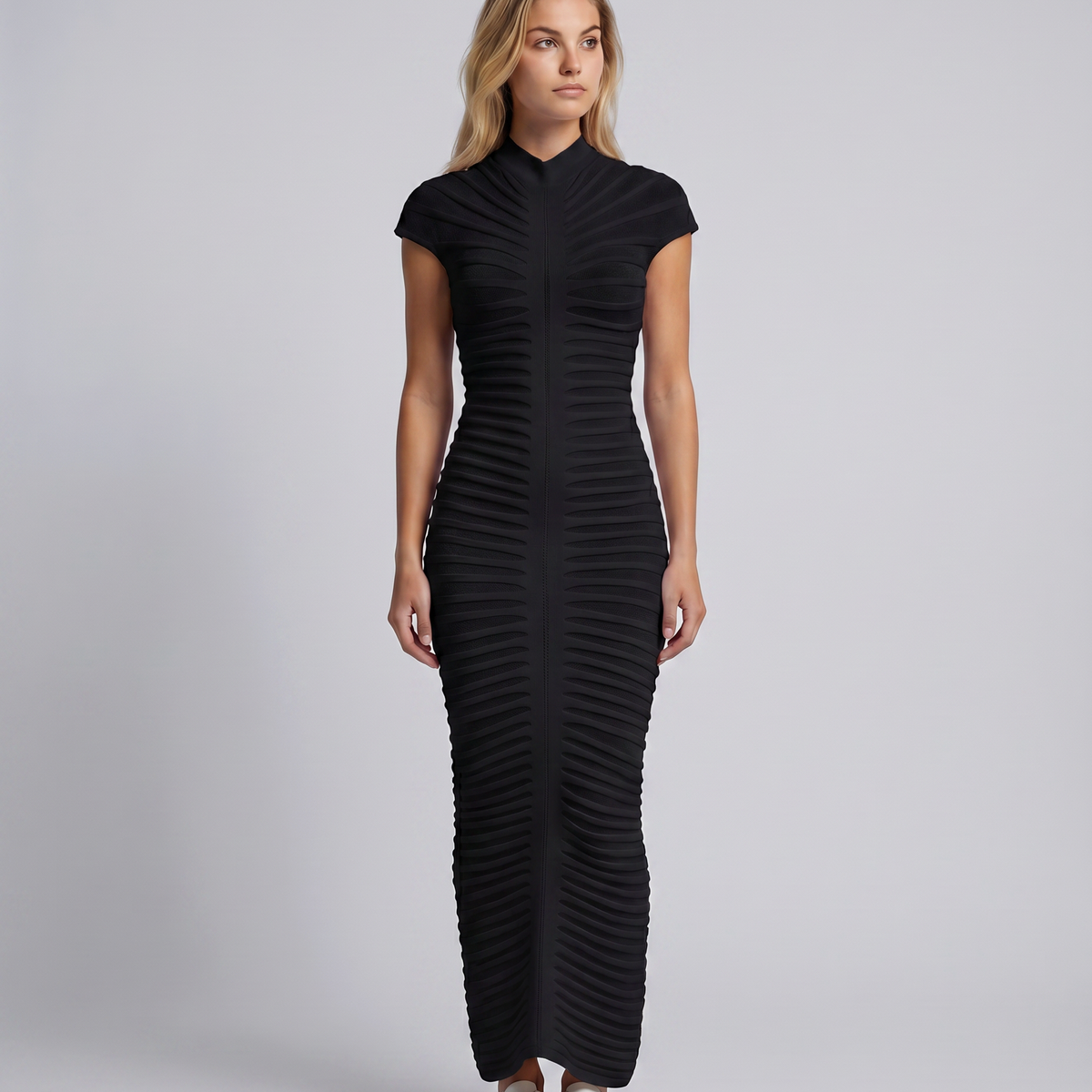 Gloria | Maxi Dress with Ribbed Sculpted Structure