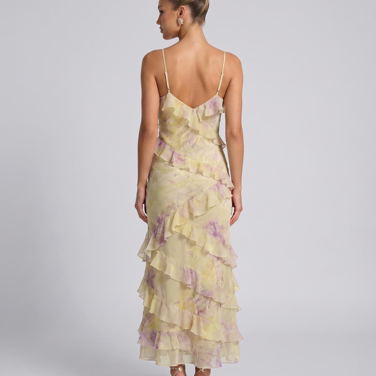 Indigo | Sheer Maxi Dress with Tiered Ruffles