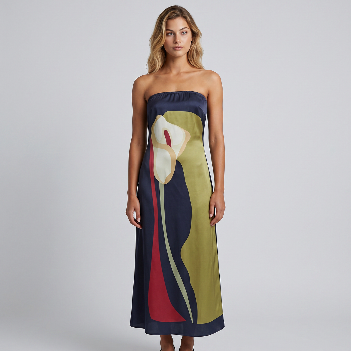 Tanya | Maxi Dress with Strapless Abstract Print