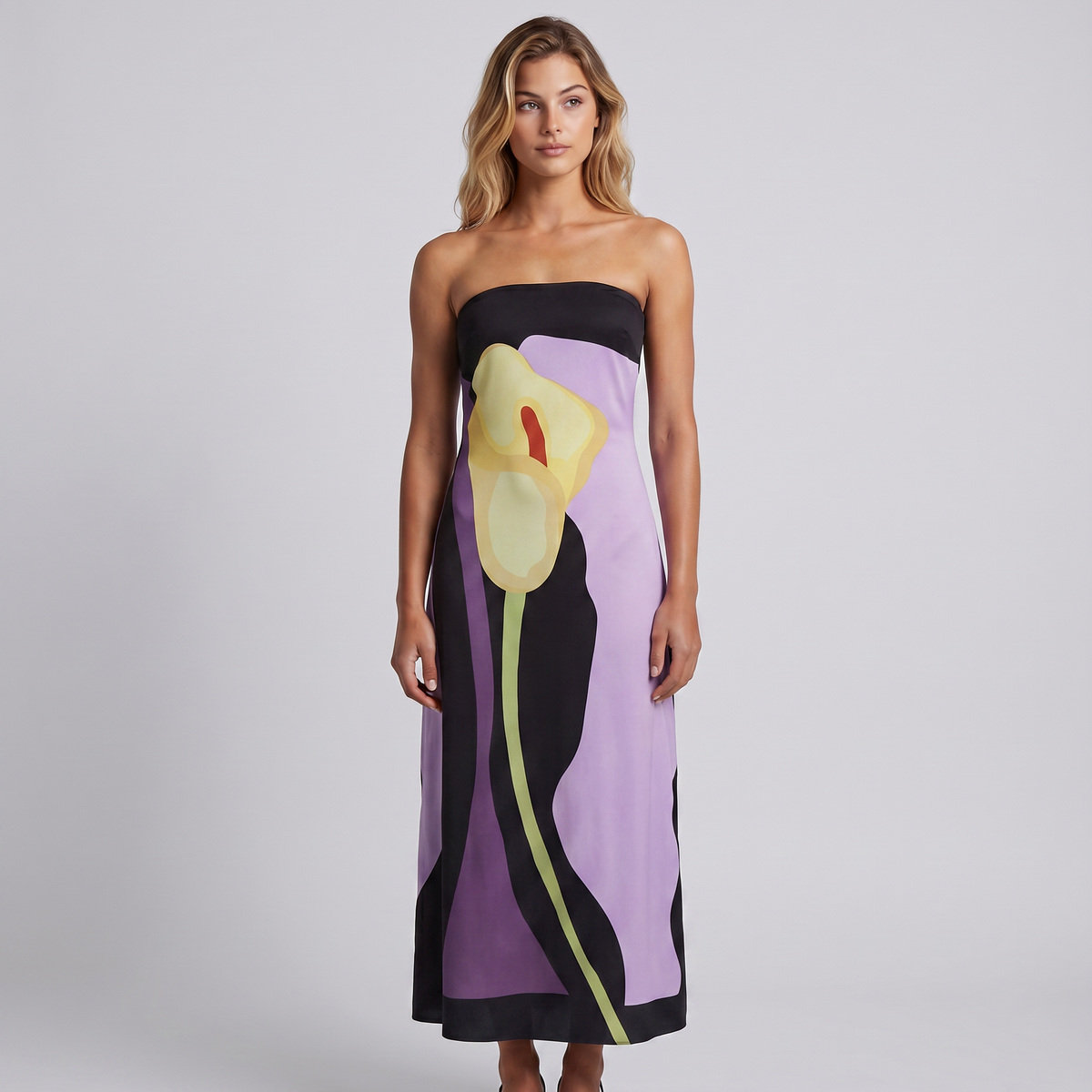 Tanya | Maxi Dress with Strapless Abstract Print