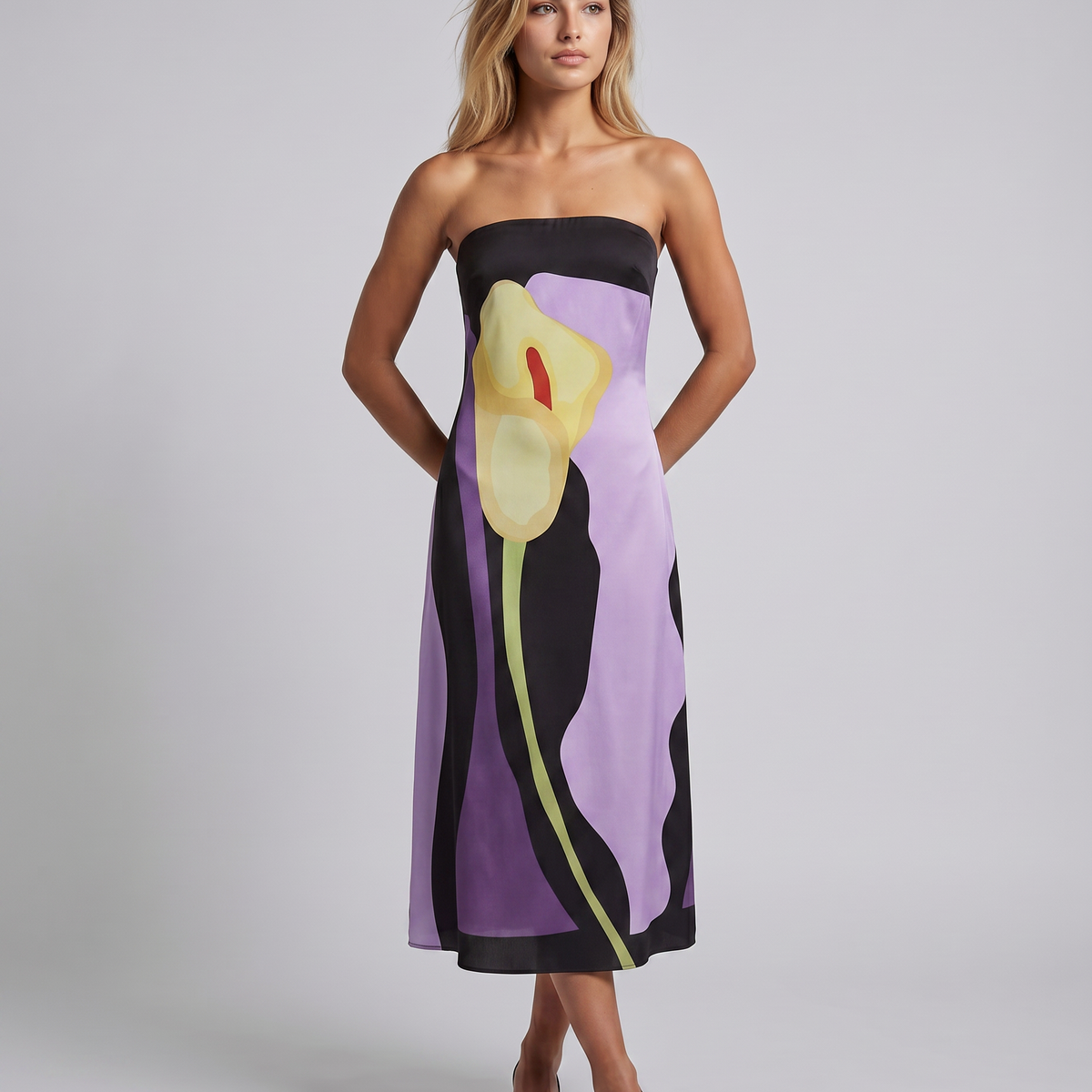 Tanya | Maxi Dress with Strapless Abstract Print