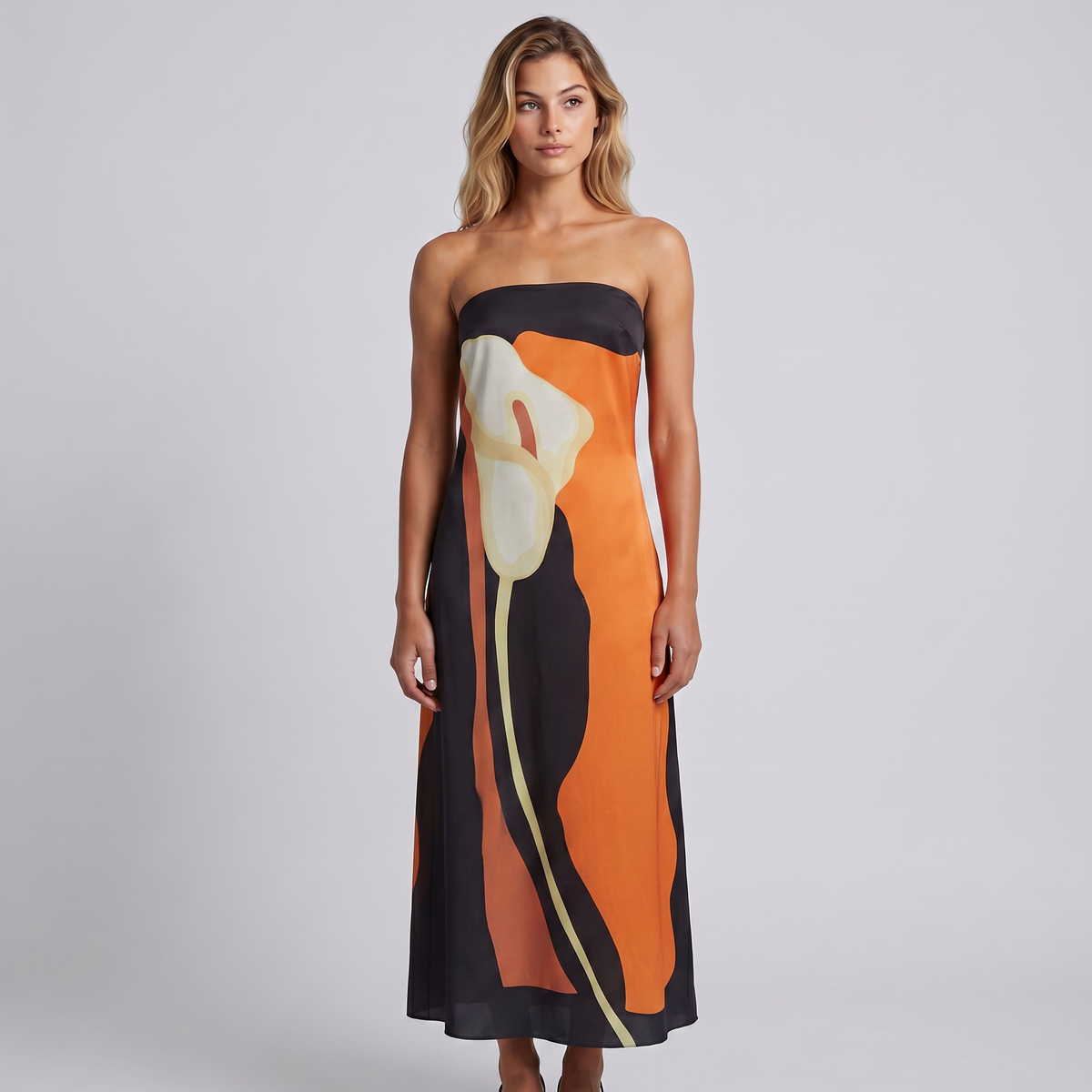 Tanya | Maxi Dress with Strapless Abstract Print
