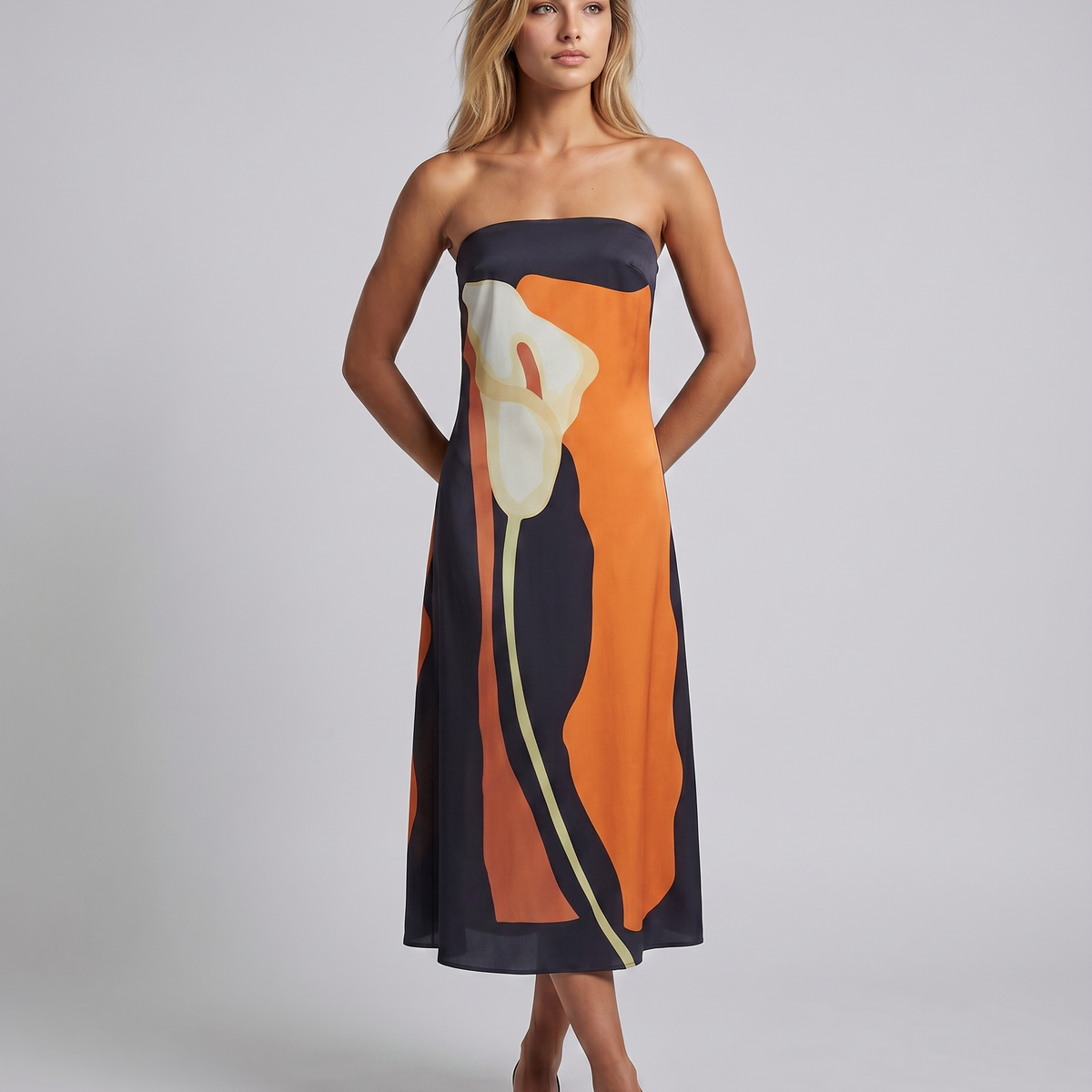 Tanya | Maxi Dress with Strapless Abstract Print