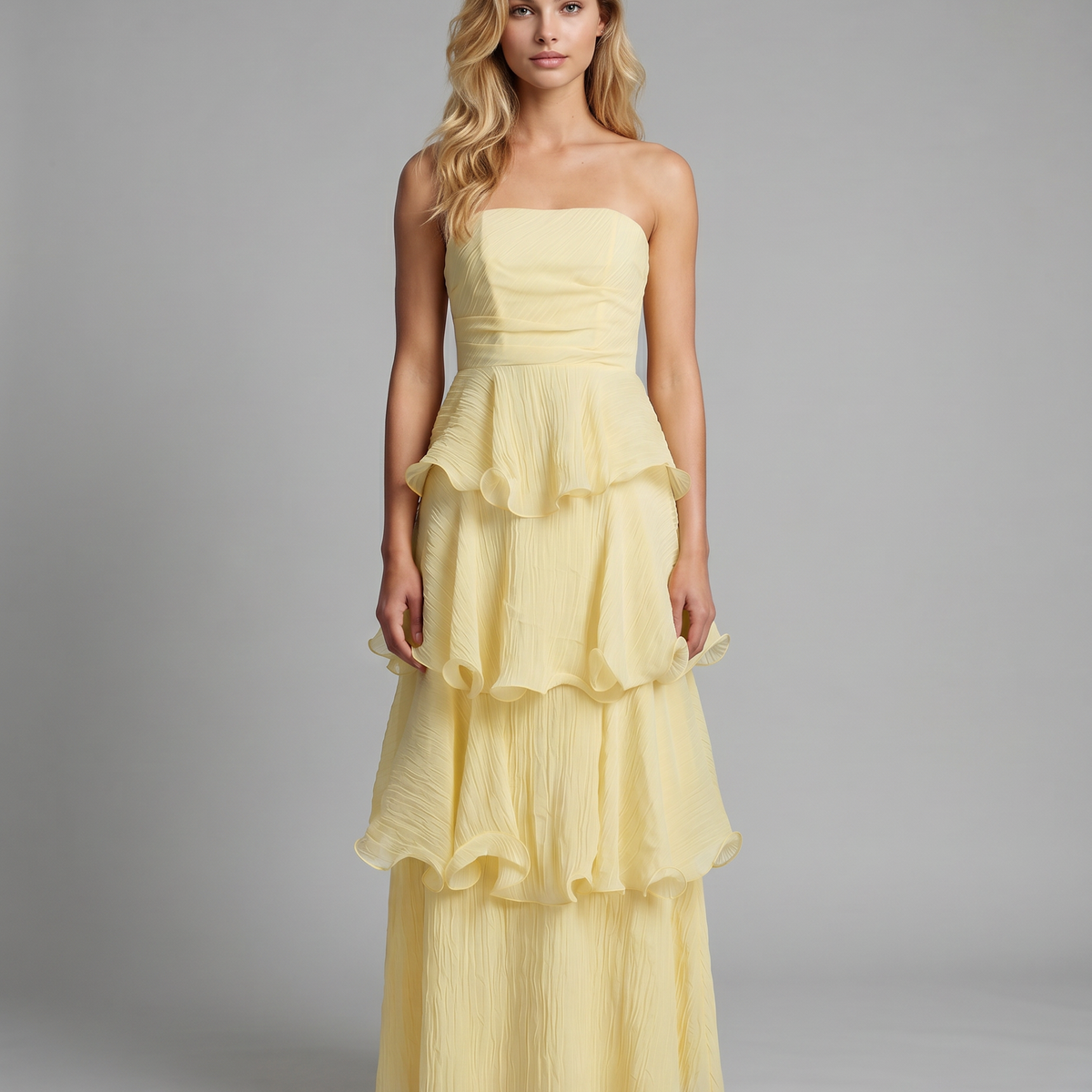 Azalea | Strapless Maxi Dress with Tiered Ruffle Skirt