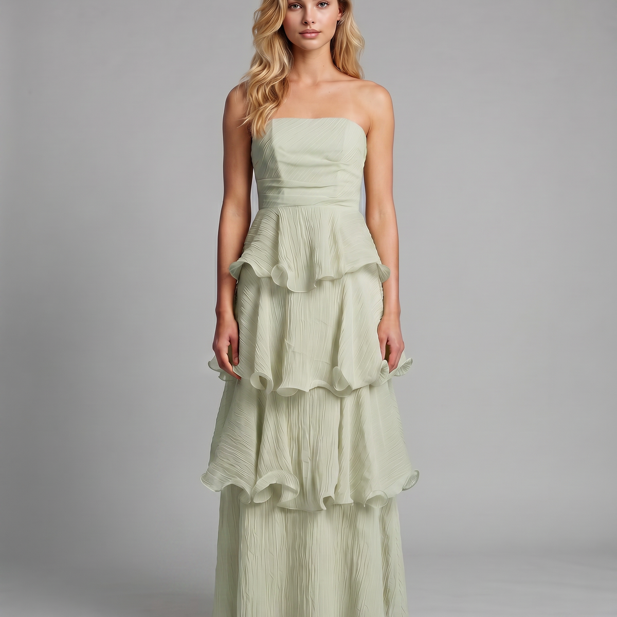 Azalea | Strapless Maxi Dress with Tiered Ruffle Skirt