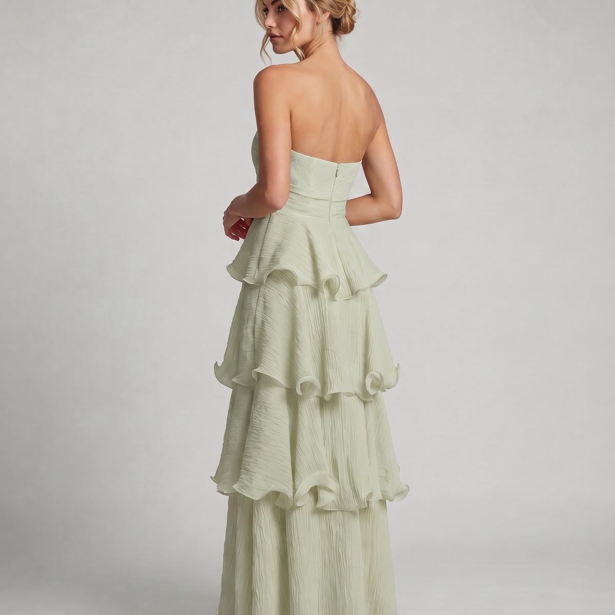 Azalea | Strapless Maxi Dress with Tiered Ruffle Skirt