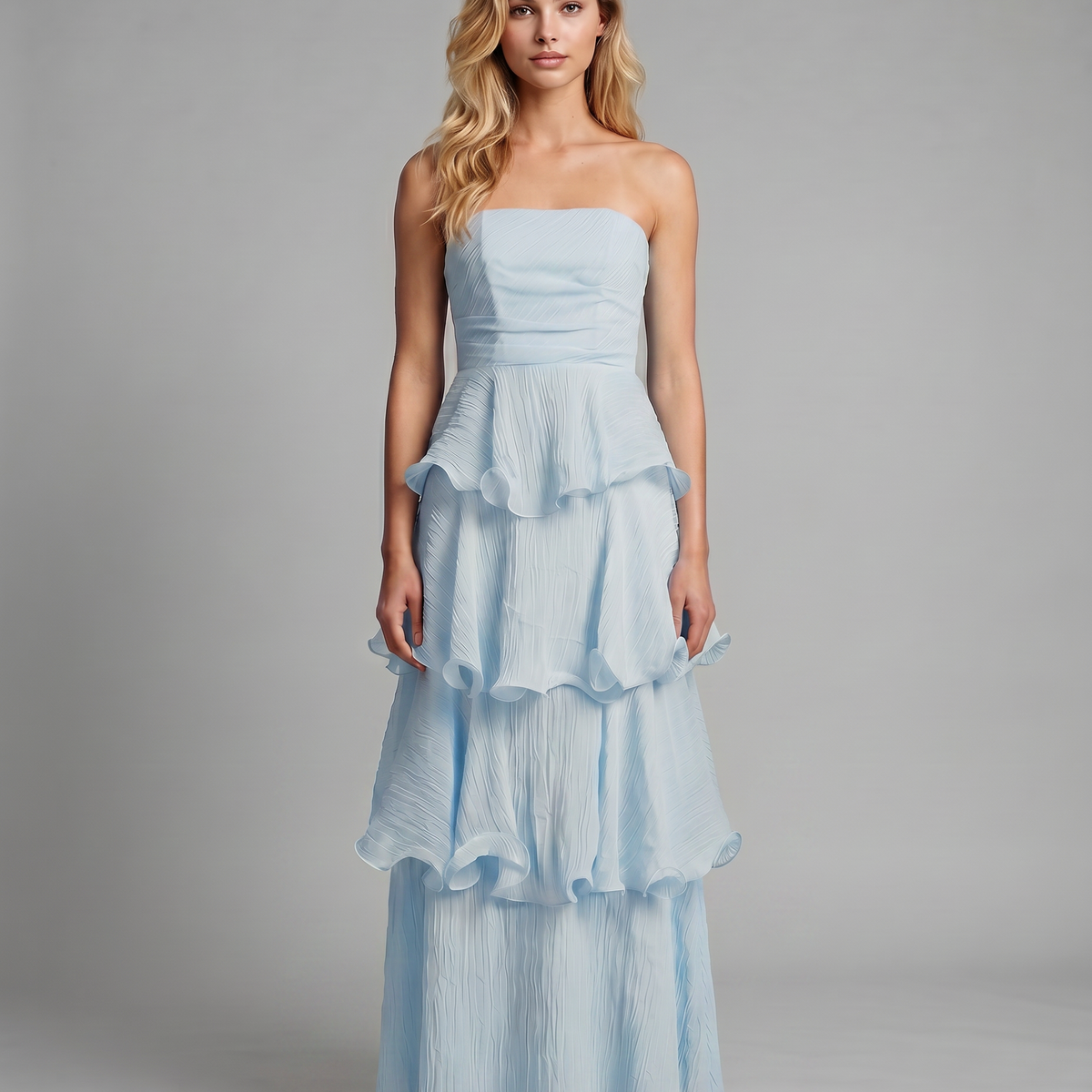 Azalea | Strapless Maxi Dress with Tiered Ruffle Skirt
