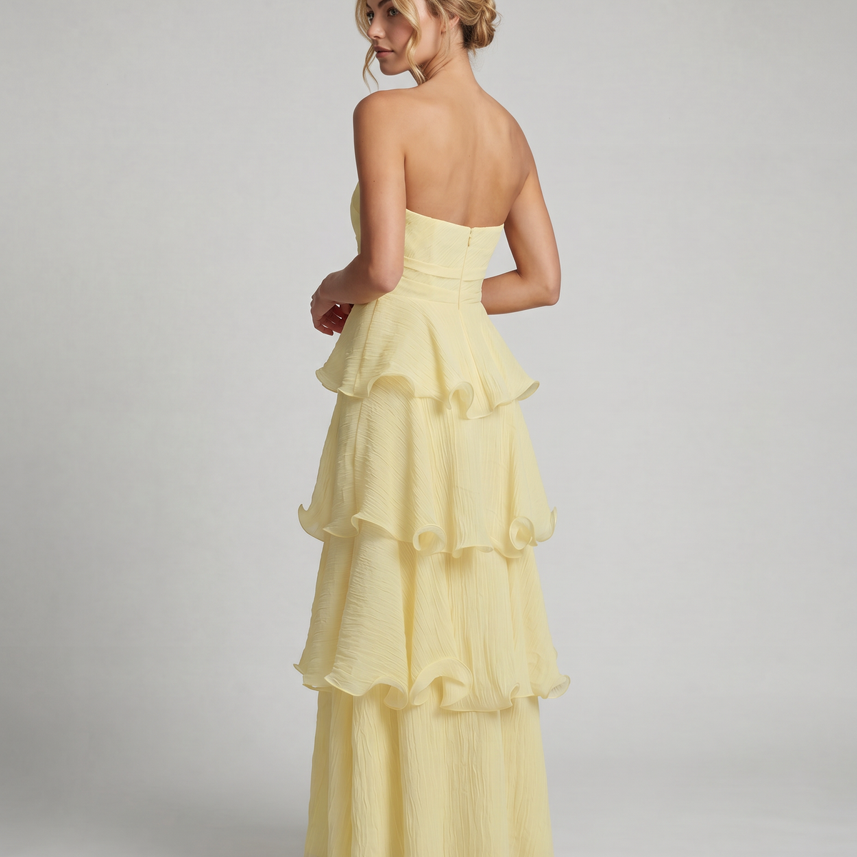 Azalea | Strapless Maxi Dress with Tiered Ruffle Skirt