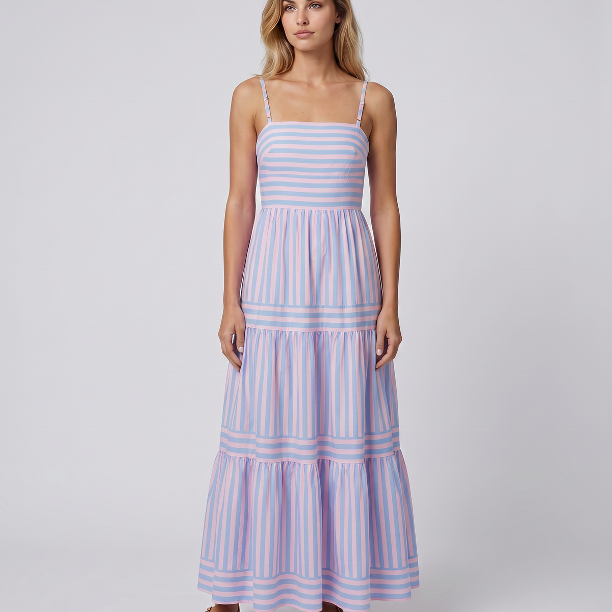 Jasper | Maxi Dress with Striped Tiered Skirt