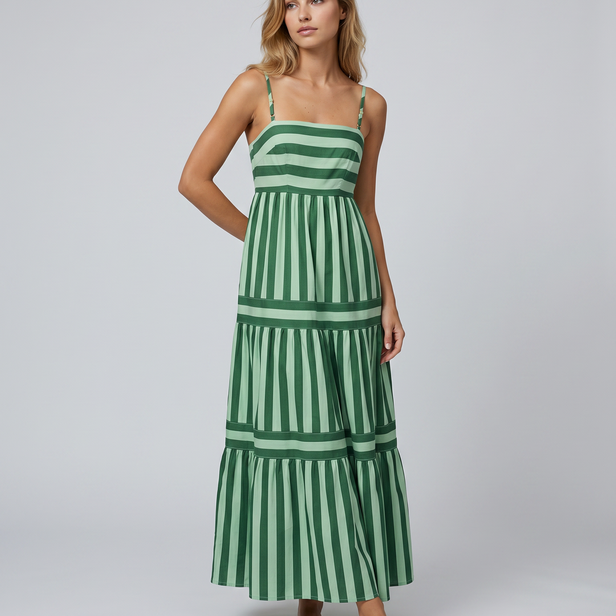 Jasper | Maxi Dress with Striped Tiered Skirt