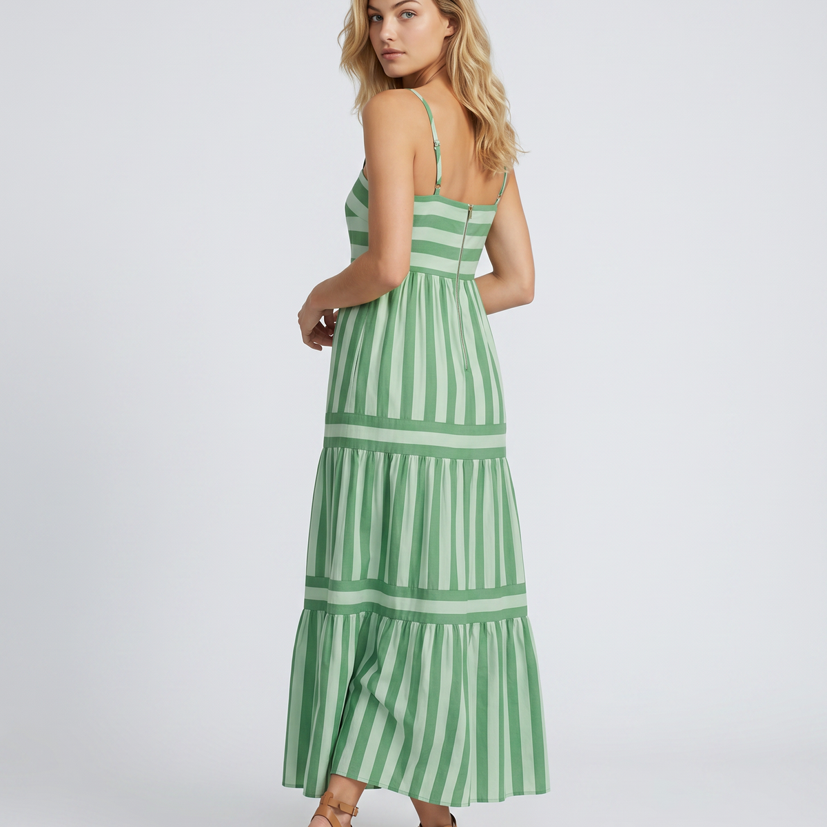 Jasper | Maxi Dress with Striped Tiered Skirt