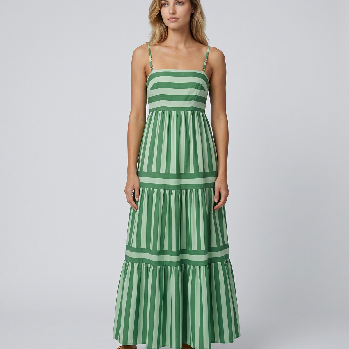 Jasper | Maxi Dress with Striped Tiered Skirt