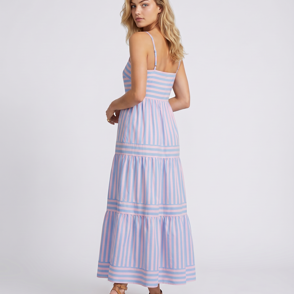 Jasper | Maxi Dress with Striped Tiered Skirt