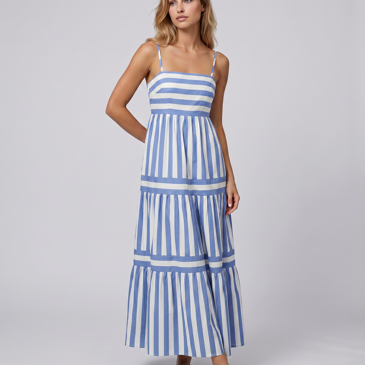 Jasper | Maxi Dress with Striped Tiered Skirt