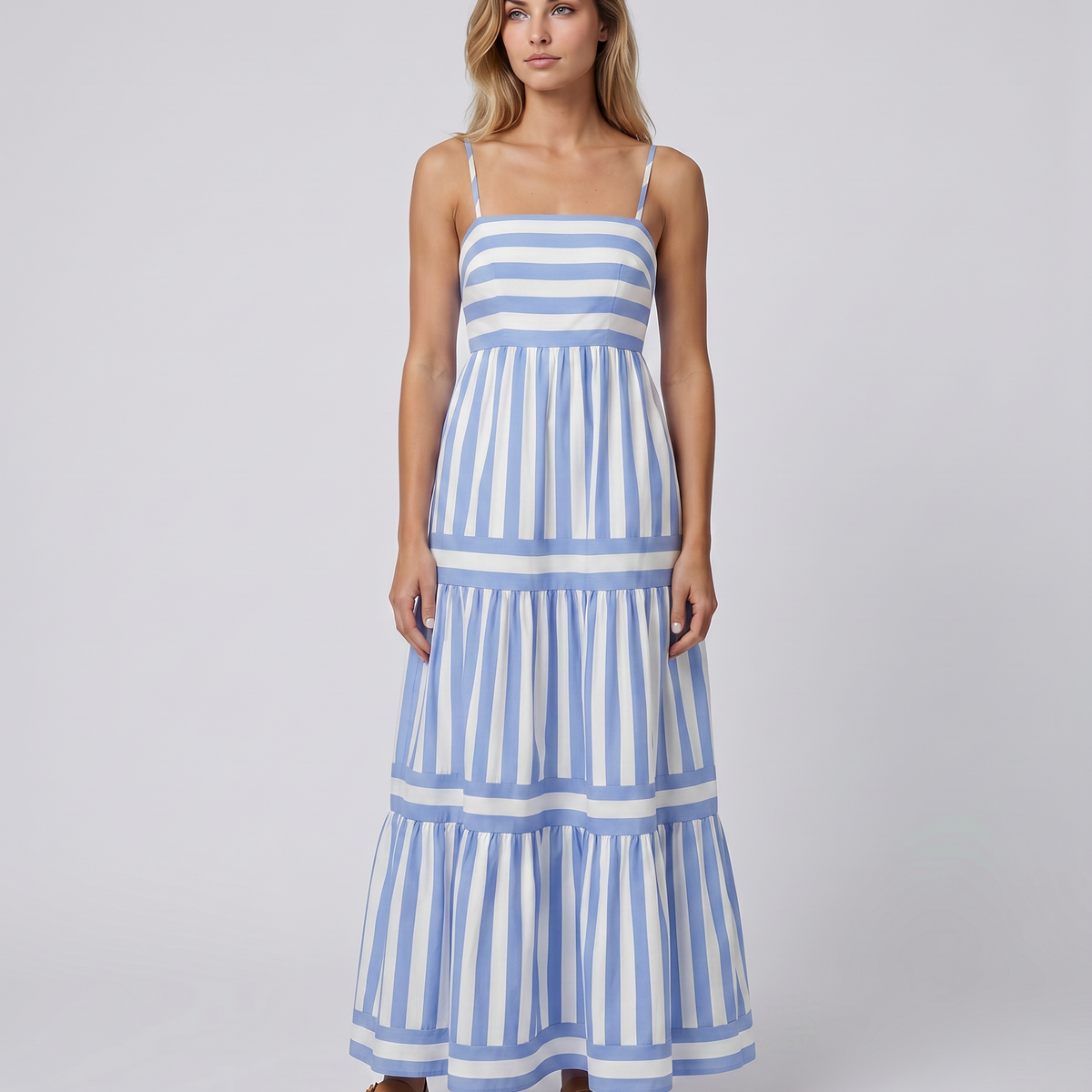Jasper | Maxi Dress with Striped Tiered Skirt