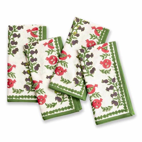 Pom Bells Fern & Poppy Napkin Set of 4