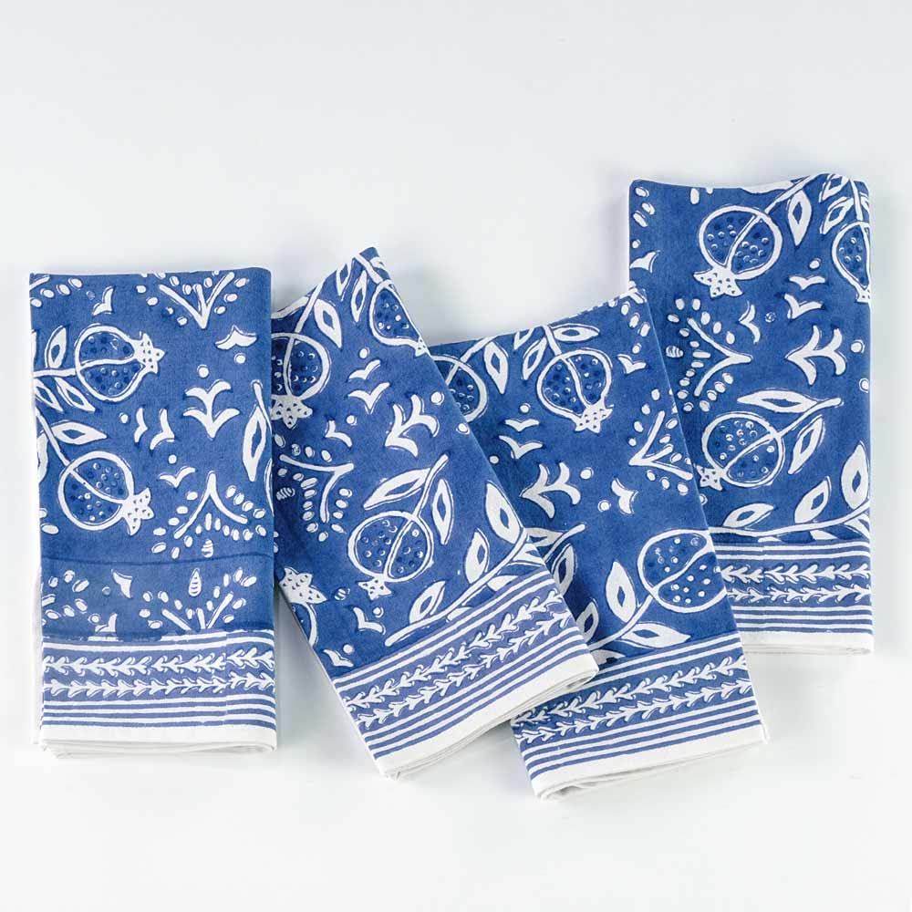 Pomegranate Blue Napkins Set Of 4